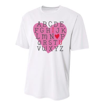 ABC I Love You Valentines Day Heart Gift Performance Sprint T-Shirt