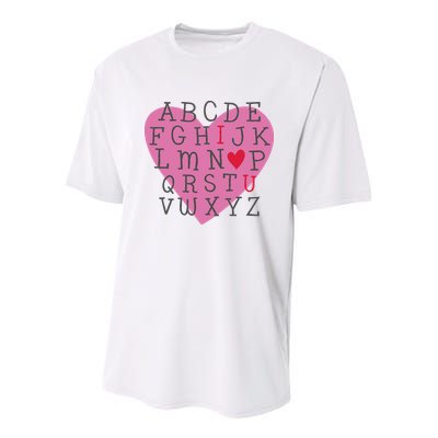 ABC I Love You Valentines Day Heart Gift Youth Performance Sprint T-Shirt
