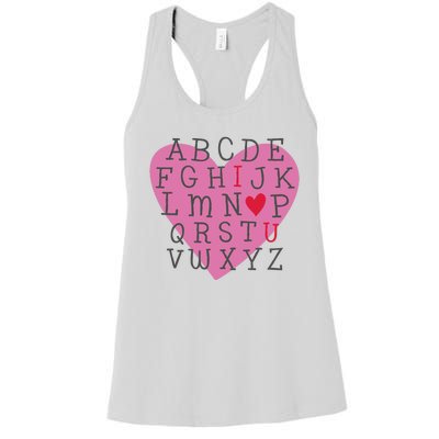 ABC I Love You Valentines Day Heart Gift Women's Racerback Tank