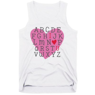 ABC I Love You Valentines Day Heart Gift Tank Top