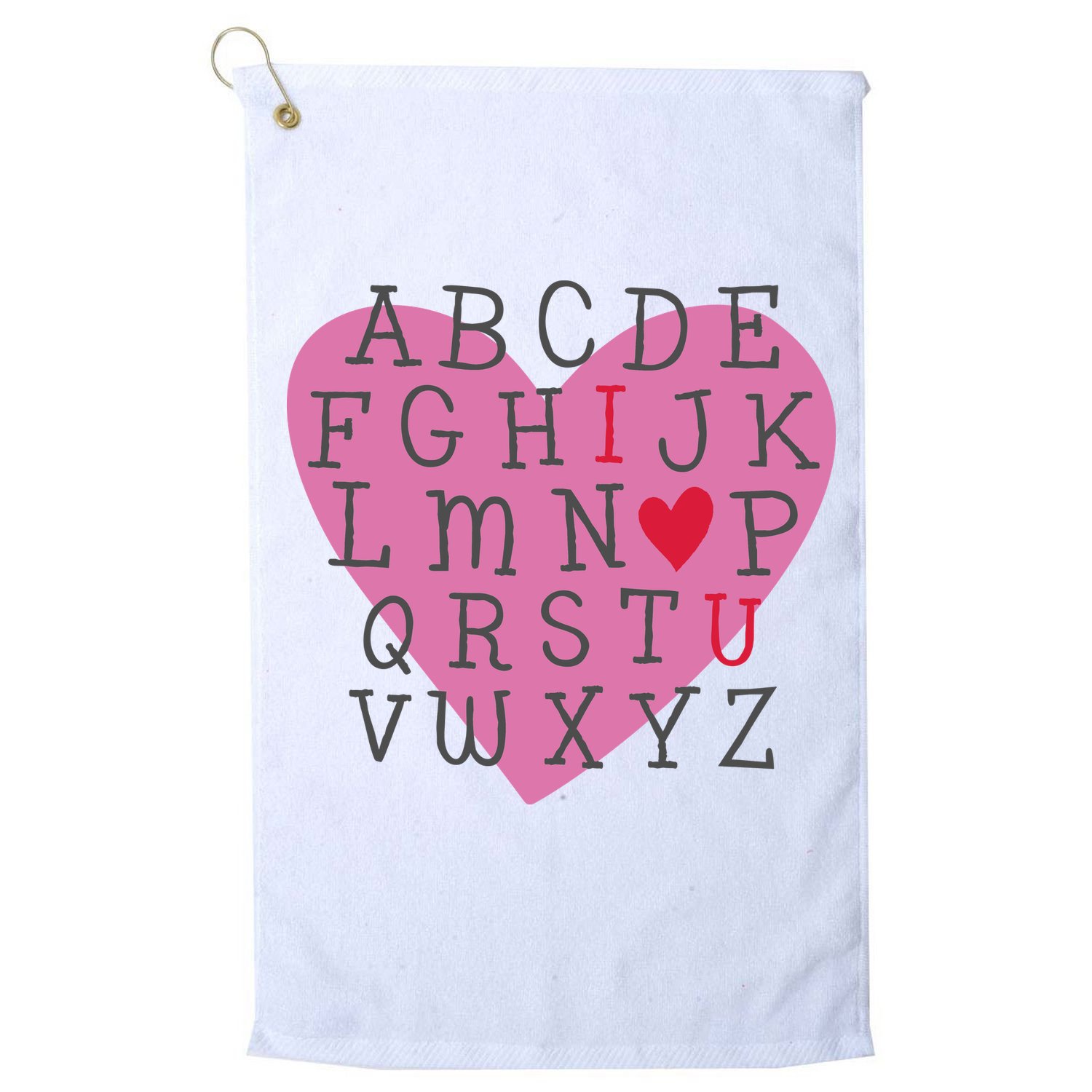 ABC I Love You Valentines Day Heart Gift Golf Towel