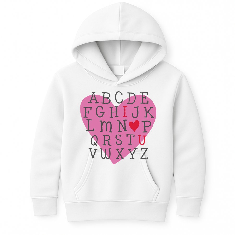 ABC I Love You Valentines Day Heart Gift Kids Hoodie
