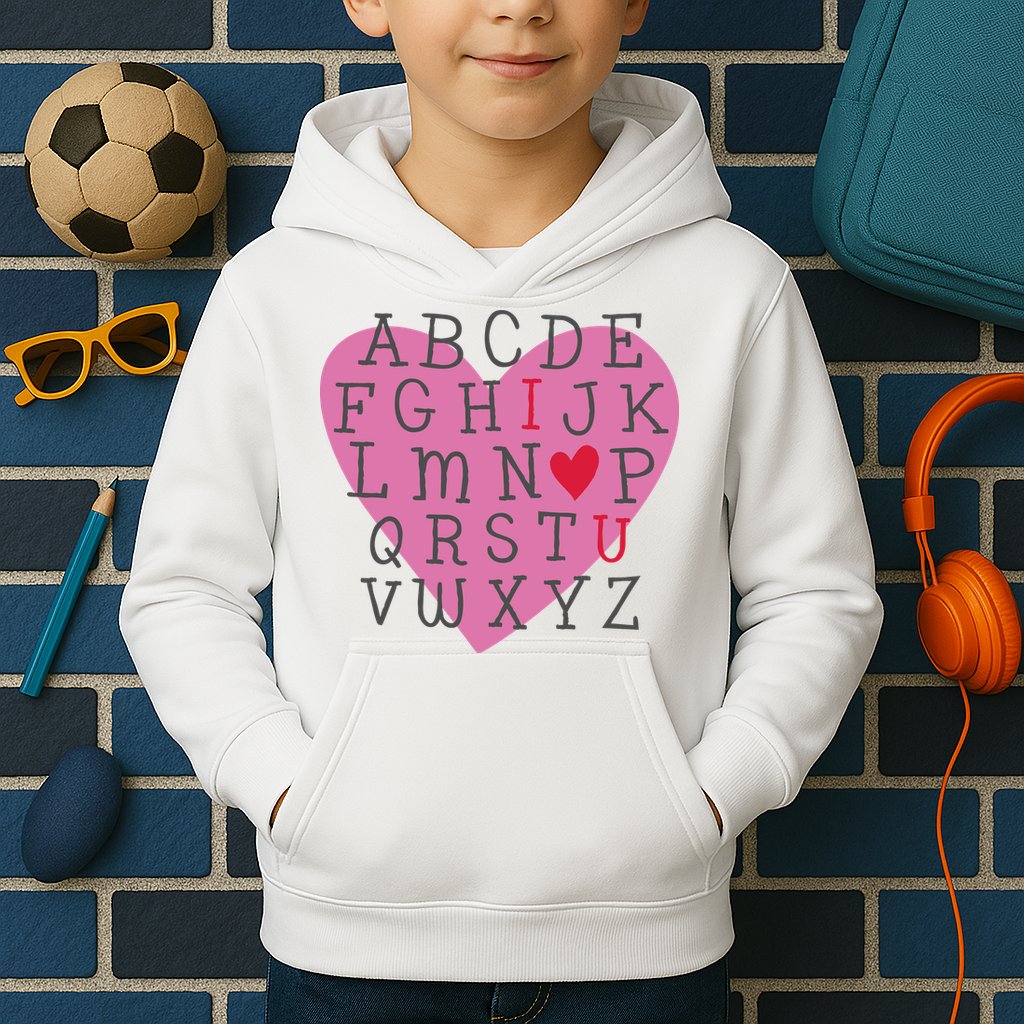 ABC I Love You Valentines Day Heart Gift Kids Hoodie