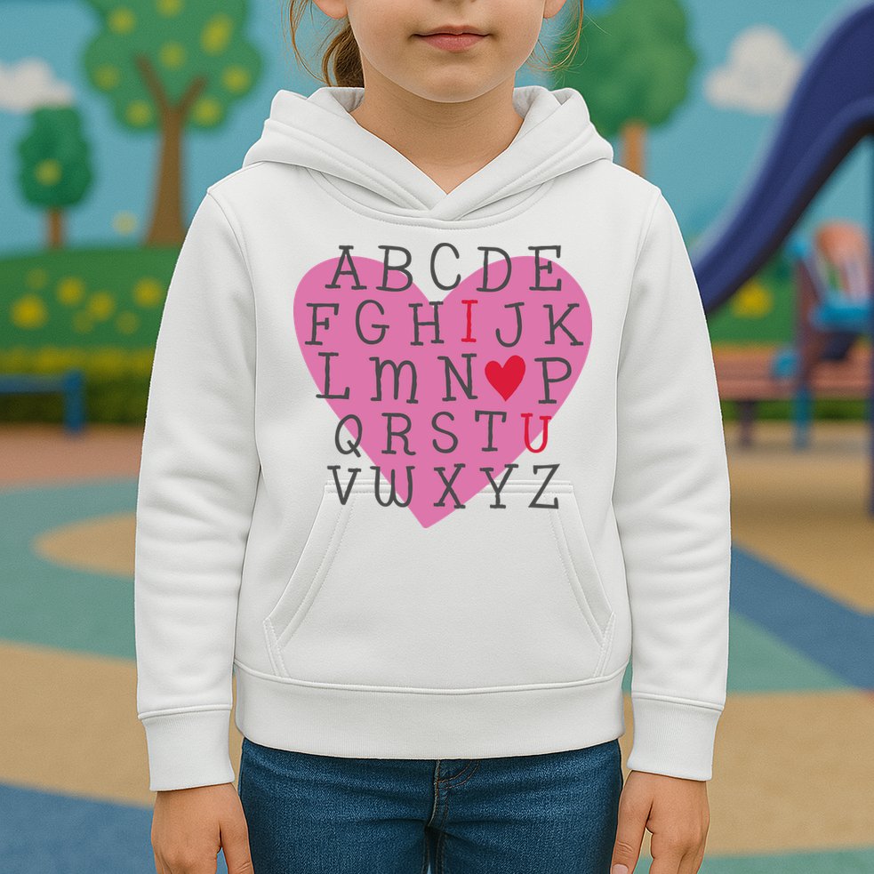 ABC I Love You Valentines Day Heart Gift Kids Hoodie