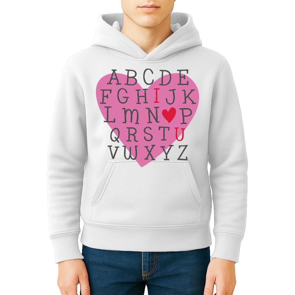 ABC I Love You Valentines Day Heart Gift Kids Hoodie