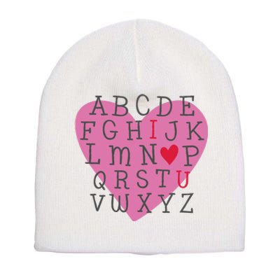 ABC I Love You Valentines Day Heart Gift Short Acrylic Beanie