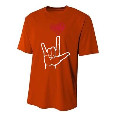 ASL I Love You Hand Heart American Sign Language Performance Sprint T-Shirt