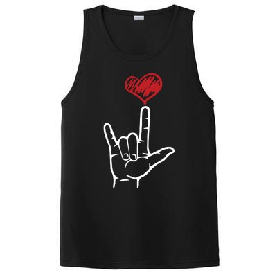 ASL I Love You Hand Heart American Sign Language PosiCharge Competitor Tank