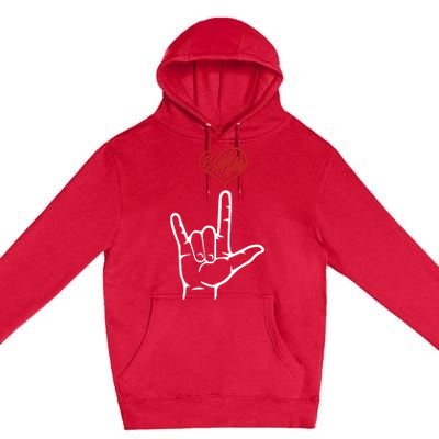 ASL I Love You Hand Heart American Sign Language Premium Pullover Hoodie