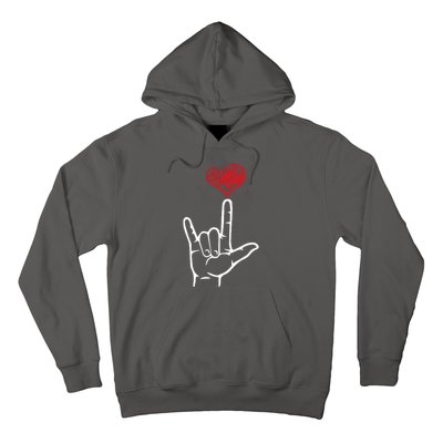 ASL I Love You Hand Heart American Sign Language Hoodie