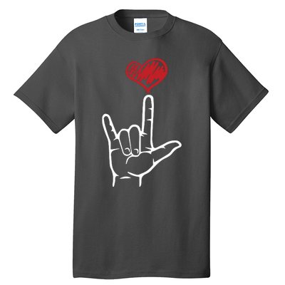 ASL I Love You Hand Heart American Sign Language Tall T-Shirt