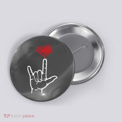 ASL I Love You Hand Heart American Sign Language Button