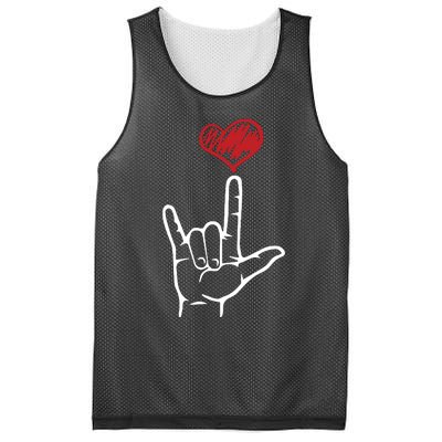 ASL I Love You Hand Heart American Sign Language Mesh Reversible Basketball Jersey Tank