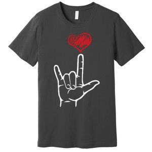 ASL I Love You Hand Heart American Sign Language Premium T-Shirt