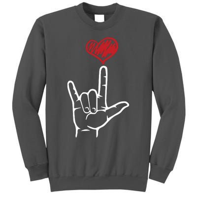 ASL I Love You Hand Heart American Sign Language Tall Sweatshirt