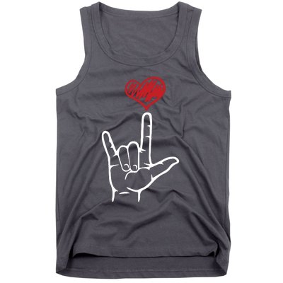 ASL I Love You Hand Heart American Sign Language Tank Top