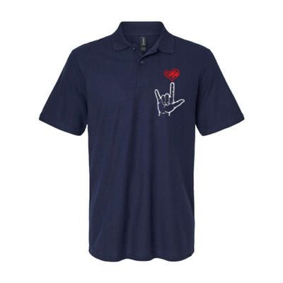 ASL I Love You Hand Heart American Sign Language Softstyle Adult Sport Polo