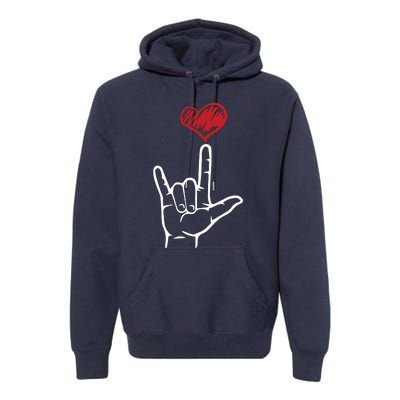 ASL I Love You Hand Heart American Sign Language Premium Hoodie