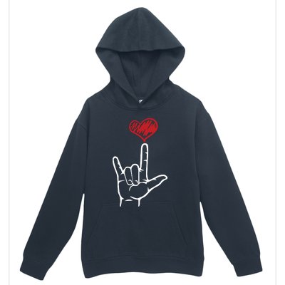 ASL I Love You Hand Heart American Sign Language Urban Pullover Hoodie