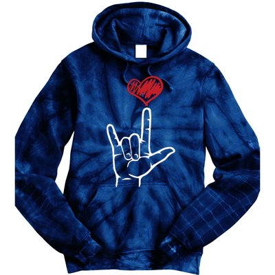 ASL I Love You Hand Heart American Sign Language Tie Dye Hoodie