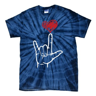 ASL I Love You Hand Heart American Sign Language Tie-Dye T-Shirt