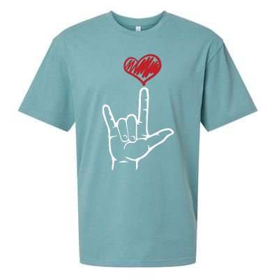 ASL I Love You Hand Heart American Sign Language Sueded Cloud Jersey T-Shirt