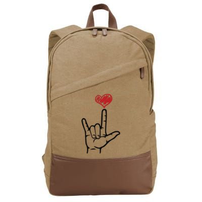 ASL I Love You Hand Heart Sign Language Cotton Canvas Backpack