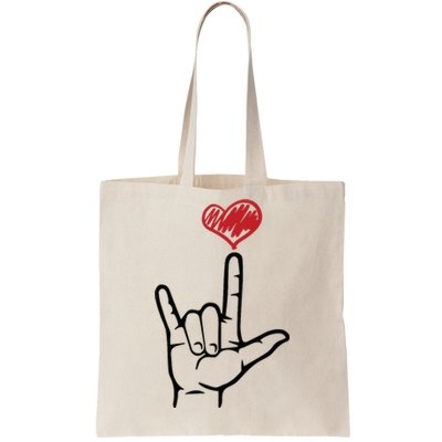 ASL I Love You Hand Heart Sign Language Tote Bag