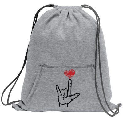 ASL I Love You Hand Heart Sign Language Sweatshirt Cinch Pack Bag