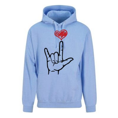 ASL I Love You Hand Heart Sign Language Unisex Surf Hoodie