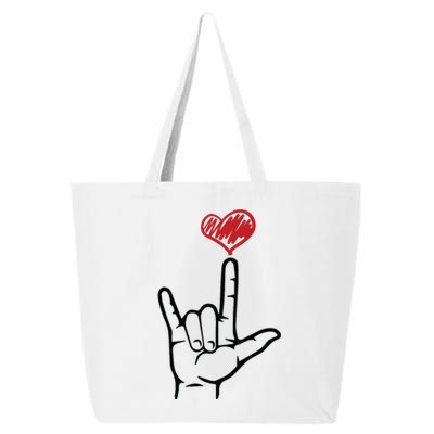 ASL I Love You Hand Heart Sign Language 25L Jumbo Tote