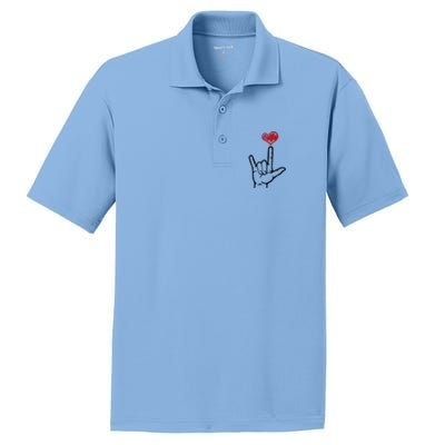 Asl I Love You Hand Heart Sign Language Gift PosiCharge RacerMesh Polo