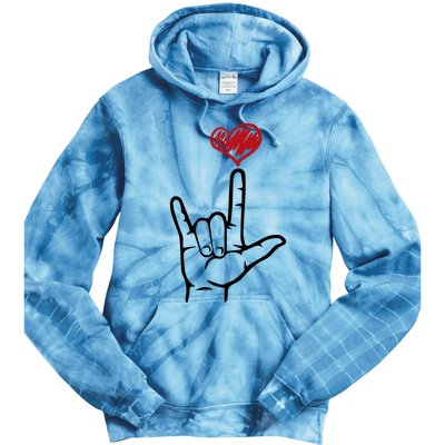 Asl I Love You Hand Heart Sign Language Gift Tie Dye Hoodie