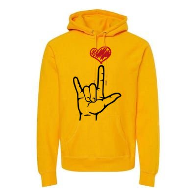 Asl I Love You Hand Heart Sign Language Gift Premium Hoodie