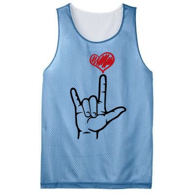 Asl I Love You Hand Heart Sign Language Gift Mesh Reversible Basketball Jersey Tank