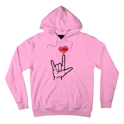 Asl I Love You Hand Heart Sign Language Gift Hoodie