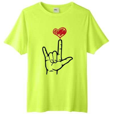 Asl I Love You Hand Heart Sign Language Gift Tall Fusion ChromaSoft Performance T-Shirt