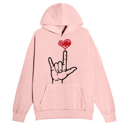 Asl I Love You Hand Heart Sign Language Gift Urban Pullover Hoodie