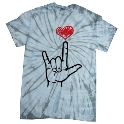 Asl I Love You Hand Heart Sign Language Gift Tie-Dye T-Shirt