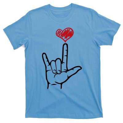 Asl I Love You Hand Heart Sign Language Gift T-Shirt