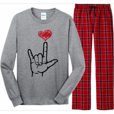 Asl I Love You Hand Heart Sign Language Gift Long Sleeve Pajama Set