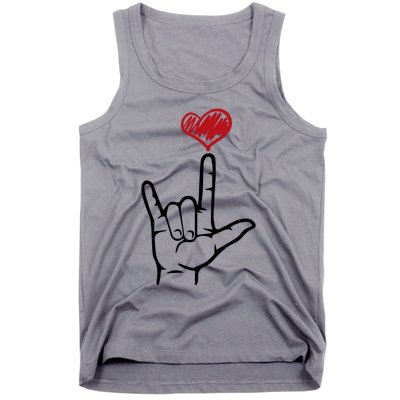 Asl I Love You Hand Heart Sign Language Gift Tank Top