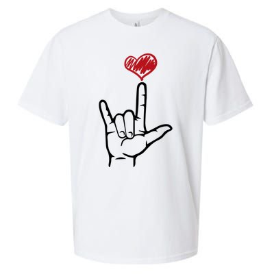 Asl I Love You Hand Heart Sign Language Gift Sueded Cloud Jersey T-Shirt