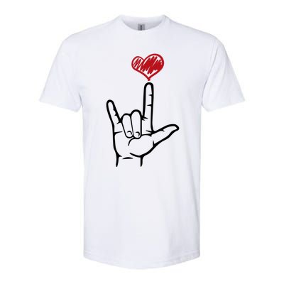 Asl I Love You Hand Heart Sign Language Gift Softstyle CVC T-Shirt