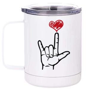 Asl I Love You Hand Heart Sign Language Gift 12 oz Stainless Steel Tumbler Cup