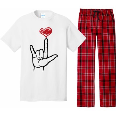 Asl I Love You Hand Heart Sign Language Gift Pajama Set