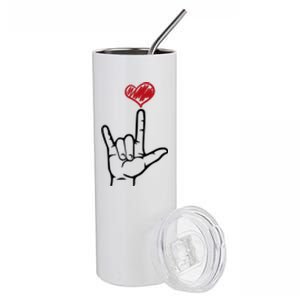 Asl I Love You Hand Heart Sign Language Gift Stainless Steel Tumbler