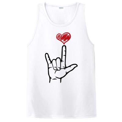 Asl I Love You Hand Heart Sign Language Gift PosiCharge Competitor Tank