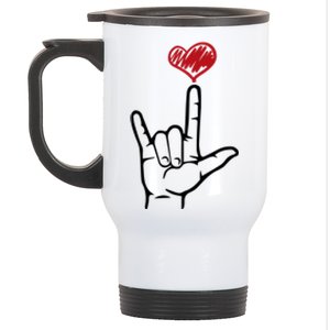 Asl I Love You Hand Heart Sign Language Gift Stainless Steel Travel Mug