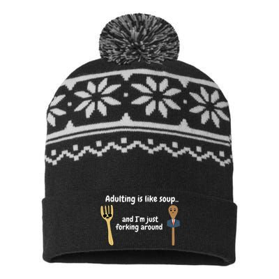 Adulting Is Like Soup USA-Made Snowflake Beanie